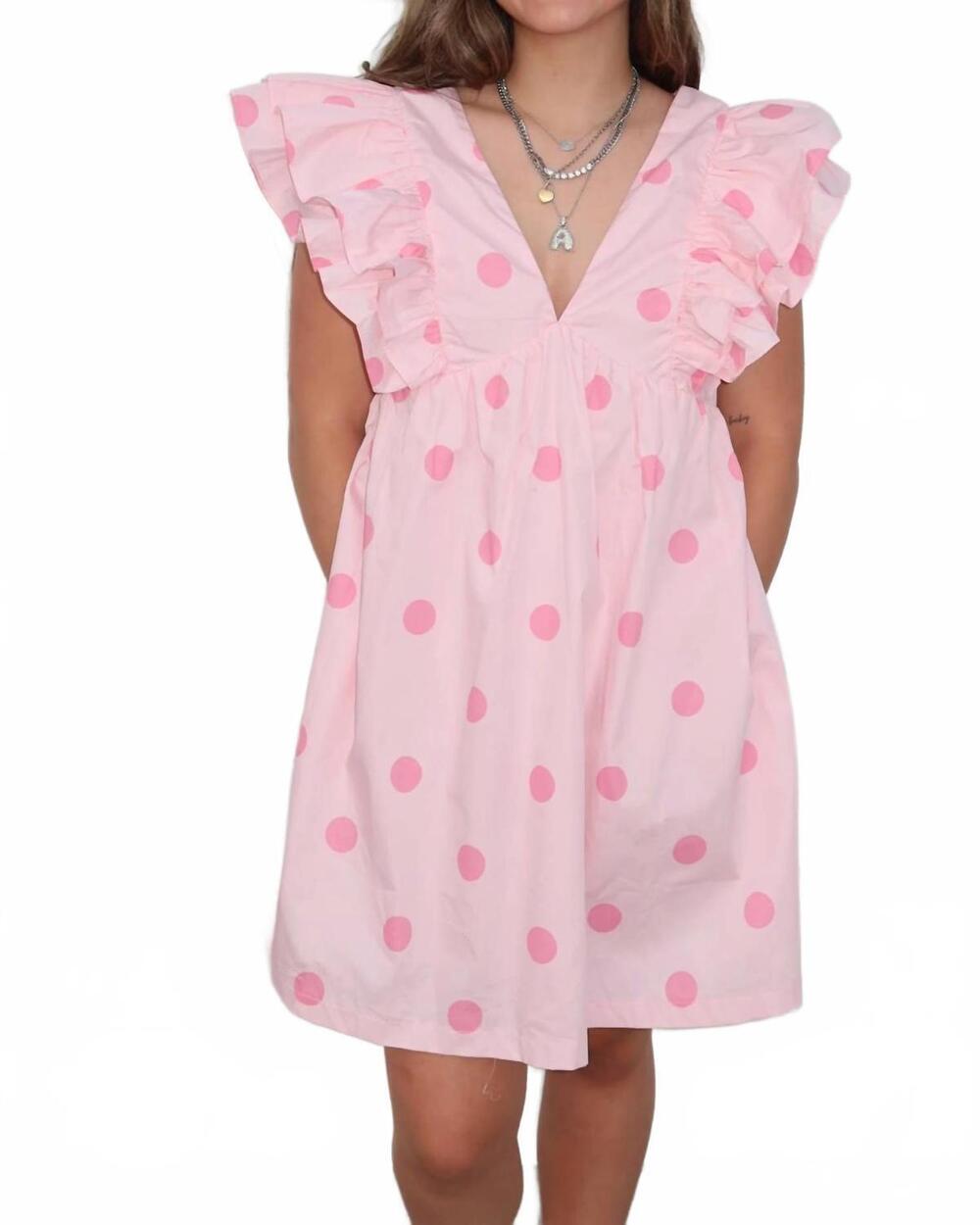 NEW DAY + MOON polka dot dress in pink